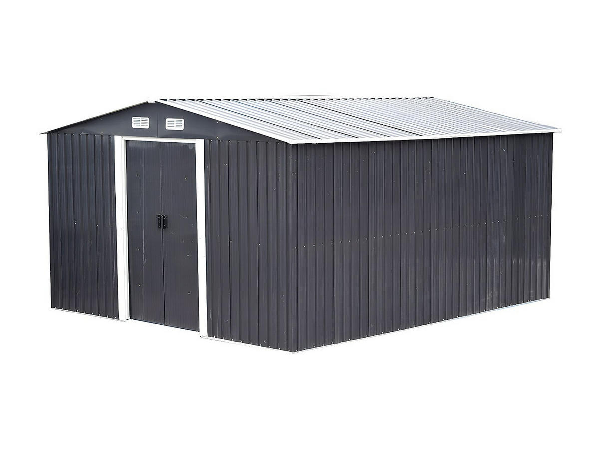 SCHREBERGARTENHAUS - 312 cm x 377 cm - metall - anthrazitgrau Manso - Anthrazit, Metall (312/170/377cm) - Vente-Unique