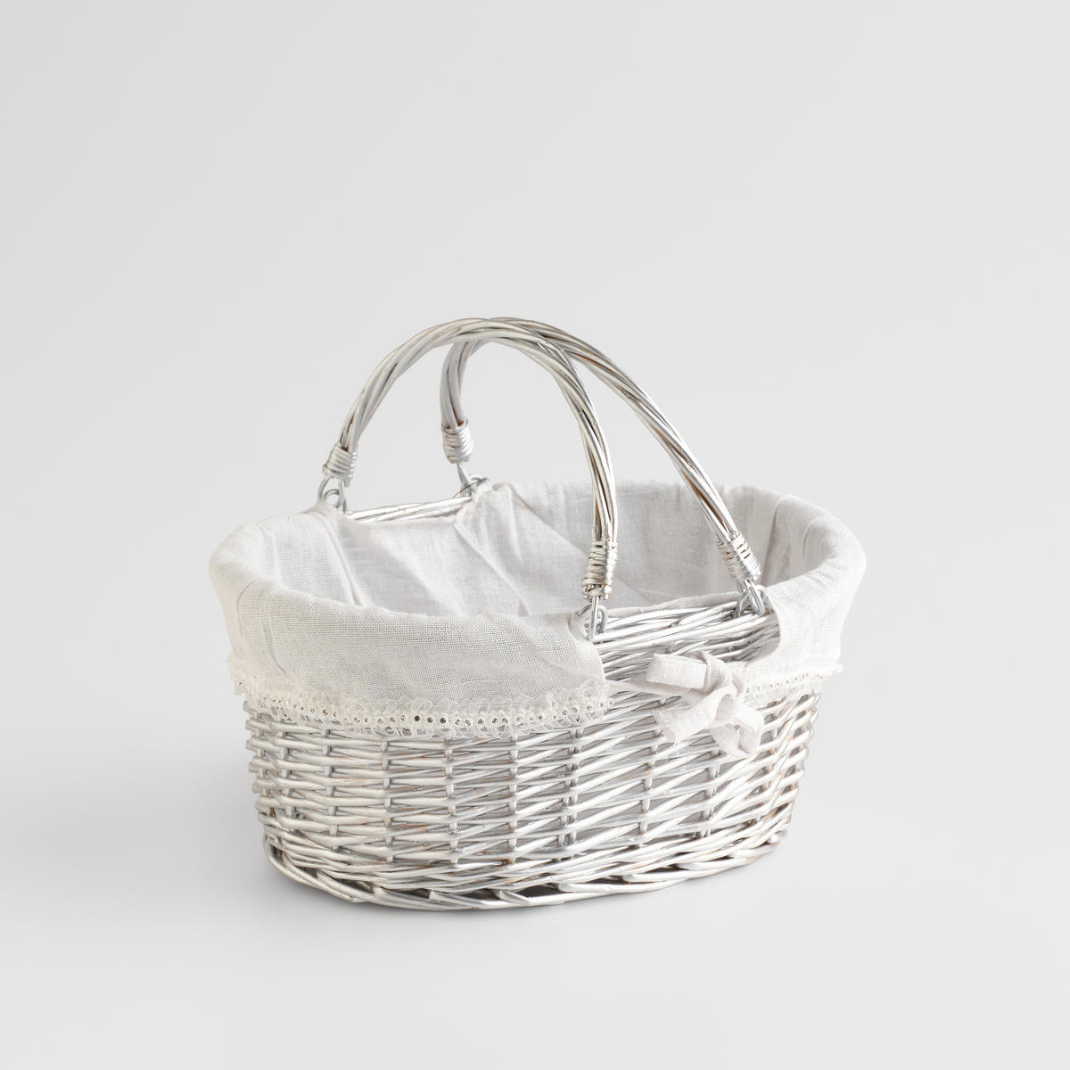 KORB MIT HENKEL Perla - Weiß, Naturmaterialien (23.5/24/31cm) - home&you