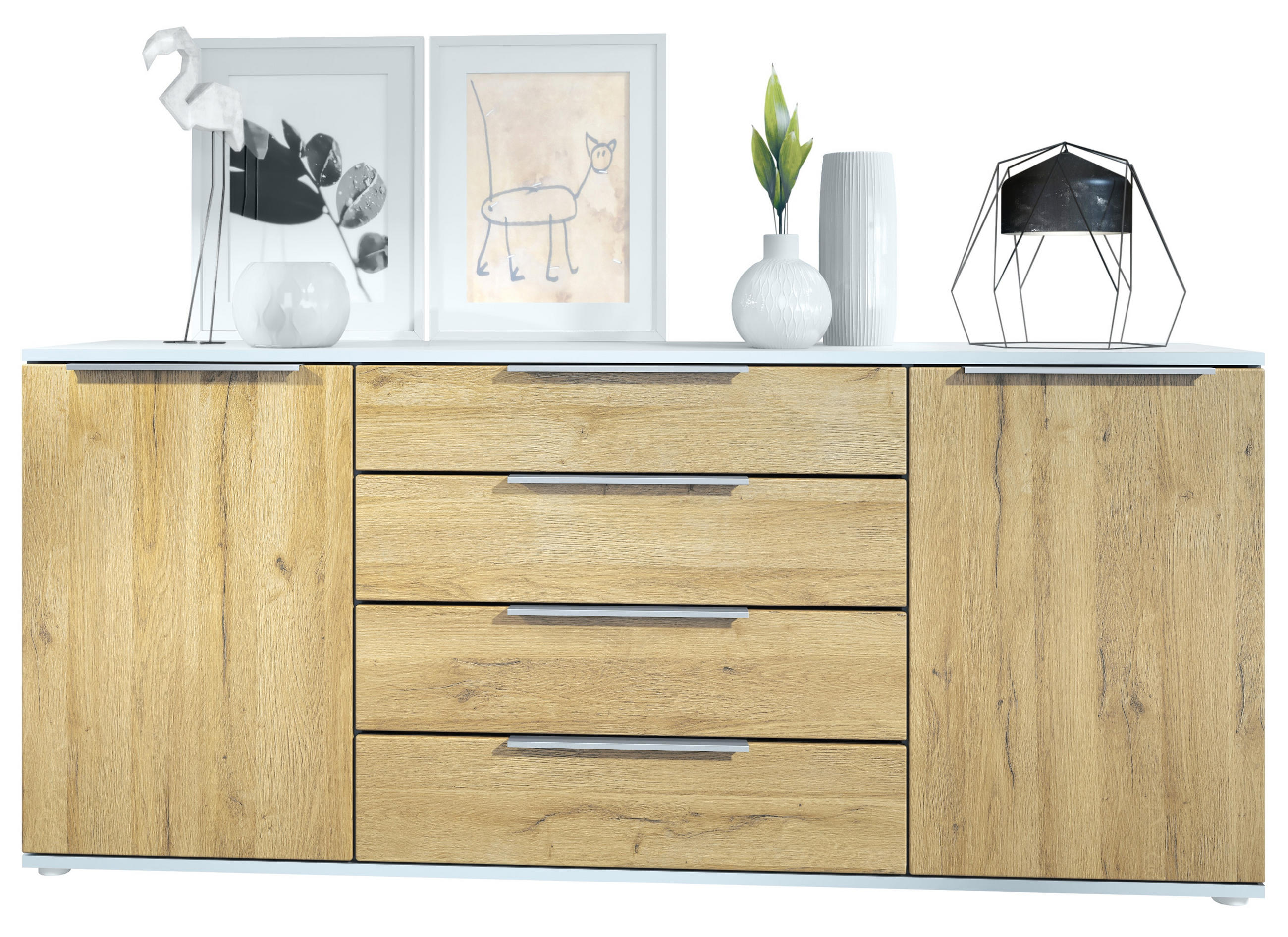 SIDEBOARD Porto Eiche Natur - Eichefarben, Holzwerkstoff (166.5/72.5/35cm) - Vladon