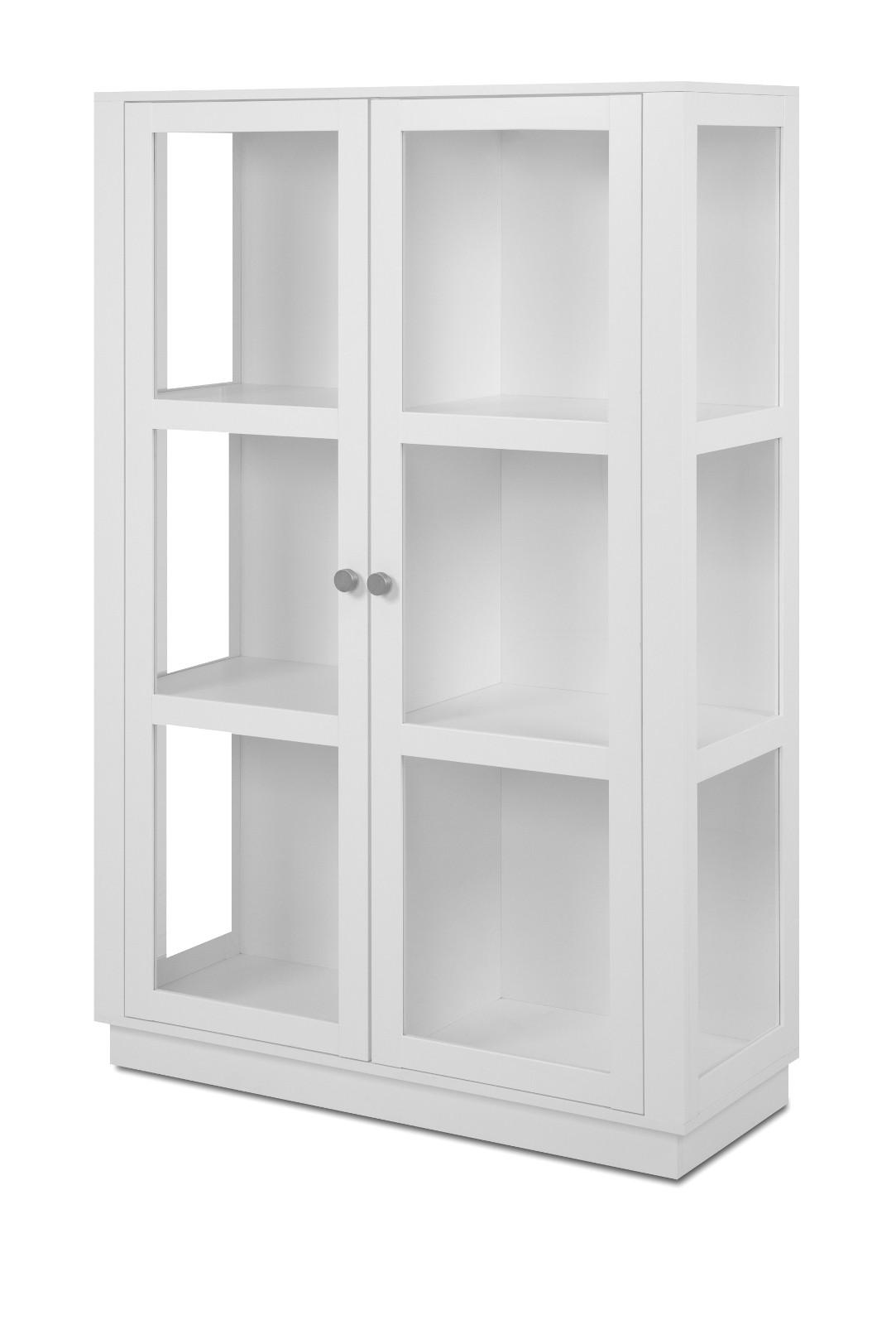 VITRINE weiß, 100 x 150 cm, Highboard mit 6 Fächern - Alufarben/Schwarz, Glas/Holzwerkstoff (56/150/40cm) - Furn.Design