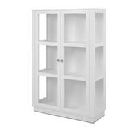 VITRINE weiß, 100 x 150 cm, Highboard mit 6 Fächern - Alufarben/Schwarz, Glas/Holzwerkstoff (56/150/40cm) - Furn.Design