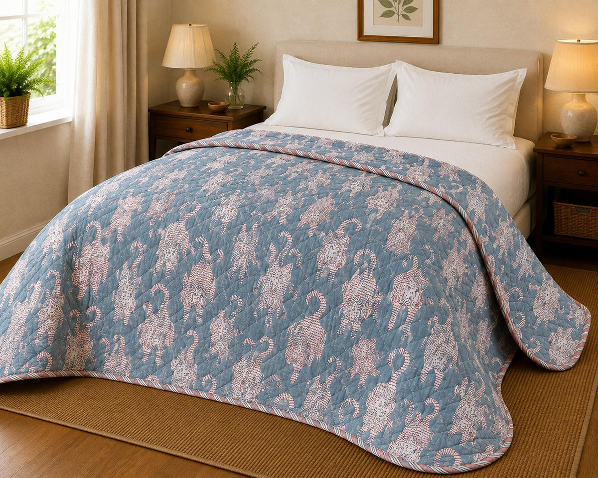 WOHNDECKE Baumwolle 140x180 cm Quilt-Optik – Gesteppt, Weich & Modern - Multicolor, Naturmaterialien (140/180cm) - AU Maison