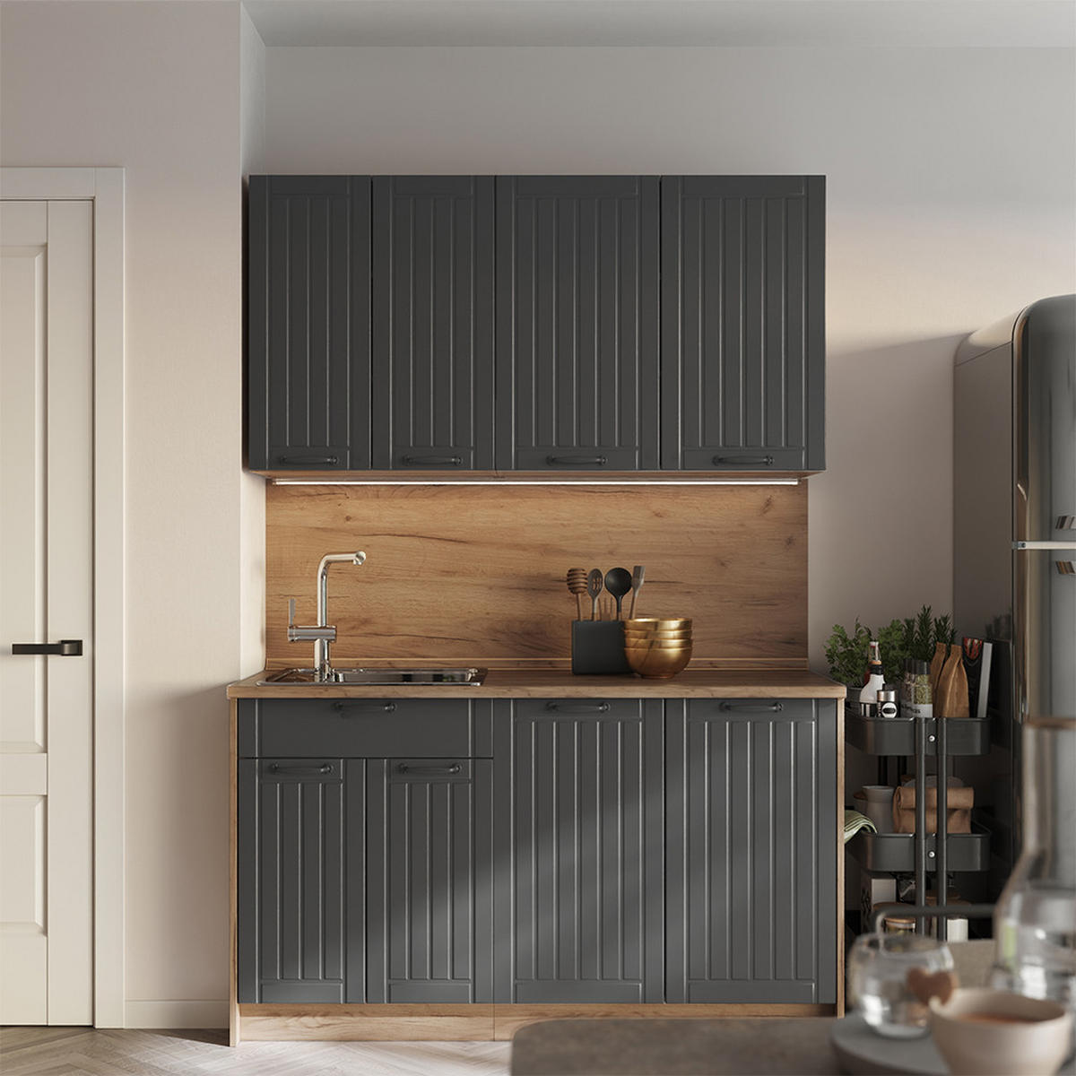 HÄNGESCHRANK Fame-Line, Dunkelgrau/Goldkraft Eiche, 80 cm - Honigeiche/Dunkelgrau, Holzwerkstoff (80/72/34.1cm) - Vicco