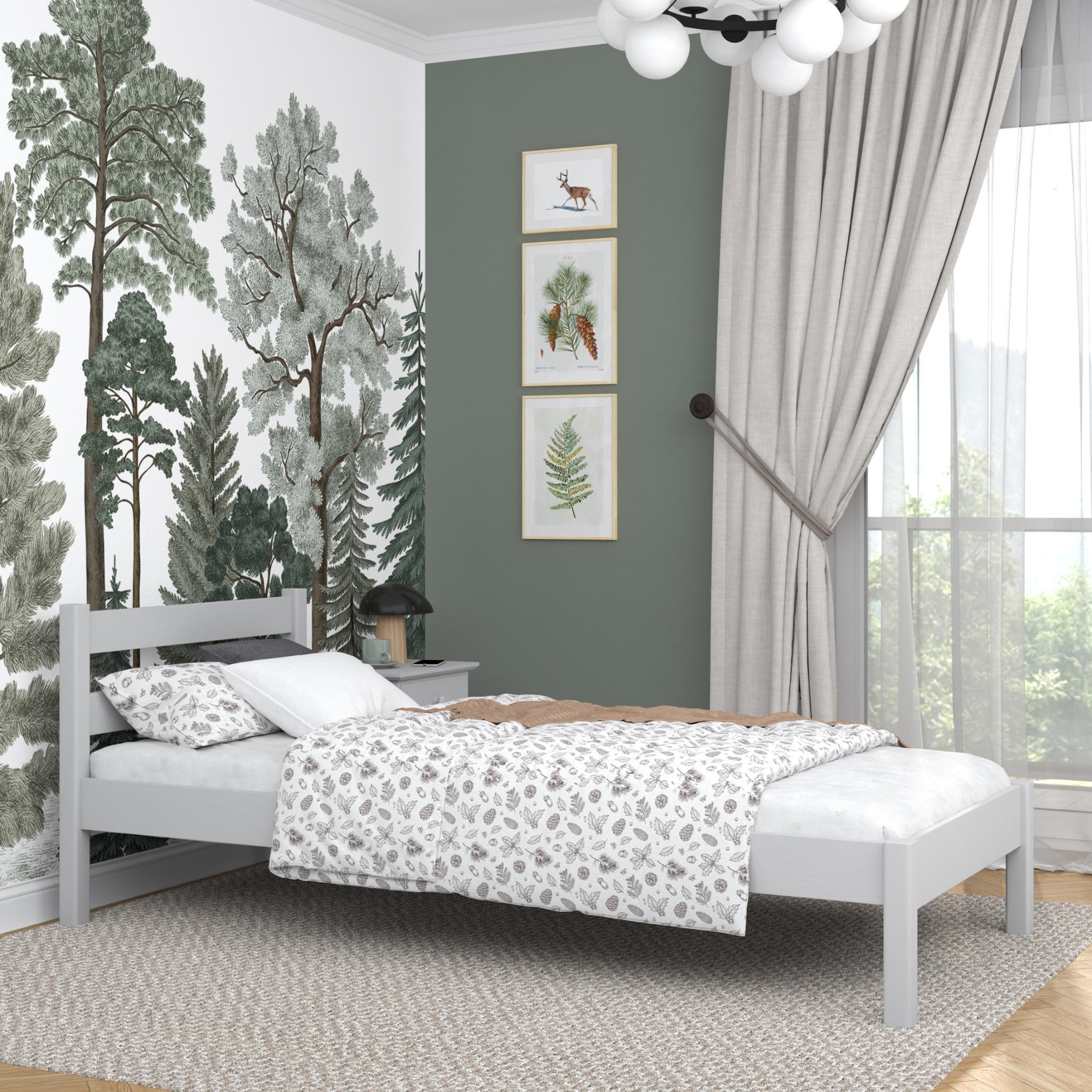 BETT N01 Grau 80/180 - Grau, Naturmaterialien/Holz (80/180cm) - N-Wood