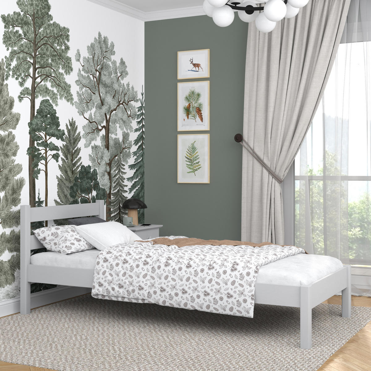 BETT N01 Grau 100/200 - Grau, Naturmaterialien/Holz (100/200cm) - N-Wood
