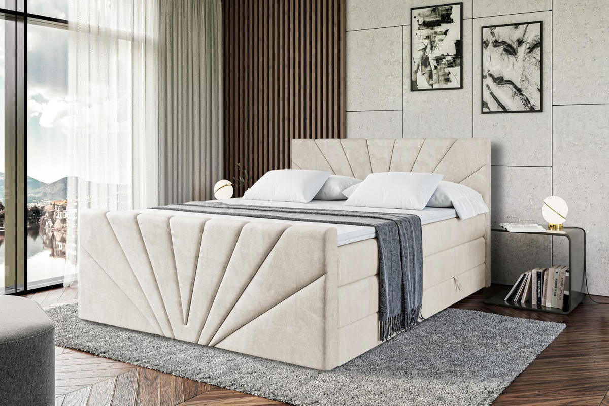 BOXSPRINGBETT MILTIO-Z KING - 140x200 - H3/H4 - Creme - Creme, Holzwerkstoff (140/200cm) - ALTDECOR