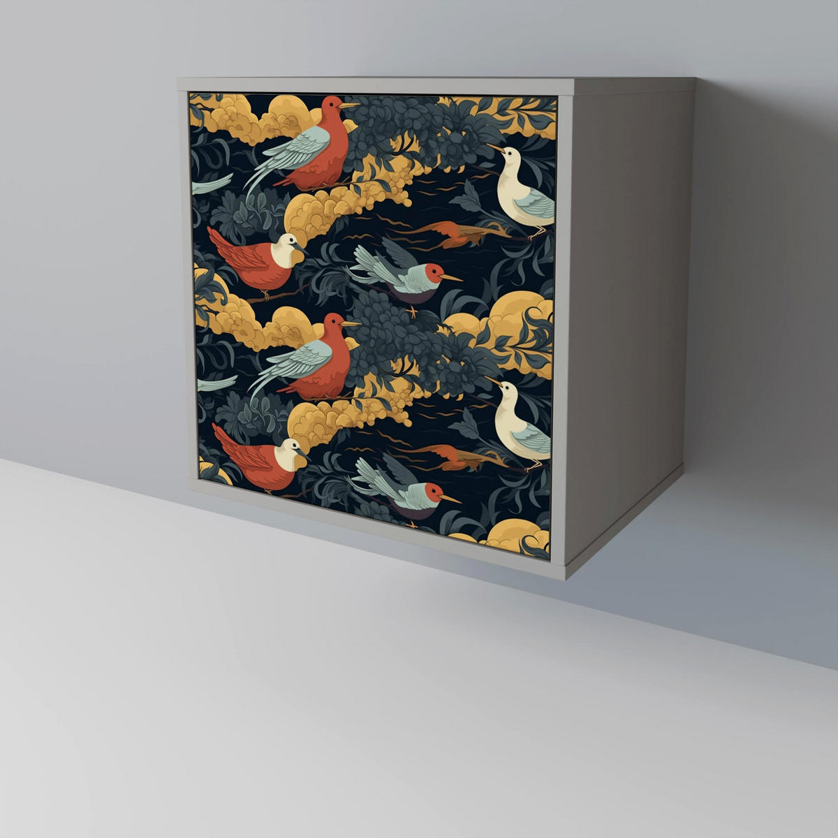 SIDEBOARD FOWLY DAZE, Grau, 57,5x42x72,5 cm, Schwarze Metallfüße - Multicolor/Schwarz, Holzwerkstoff/Metall (57.5/72.5/42cm) - SpaceRebels