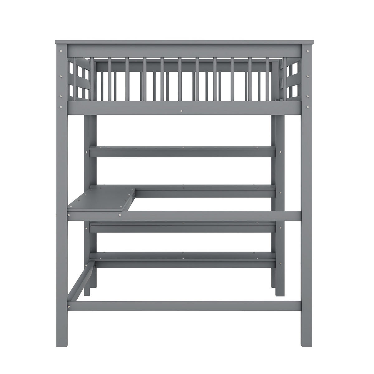 HOCHBETT 140/200 cm grau mit Ablagefächern und Unterbettschreibtisch - Grau, Holz (140/200cm) - OKWISH