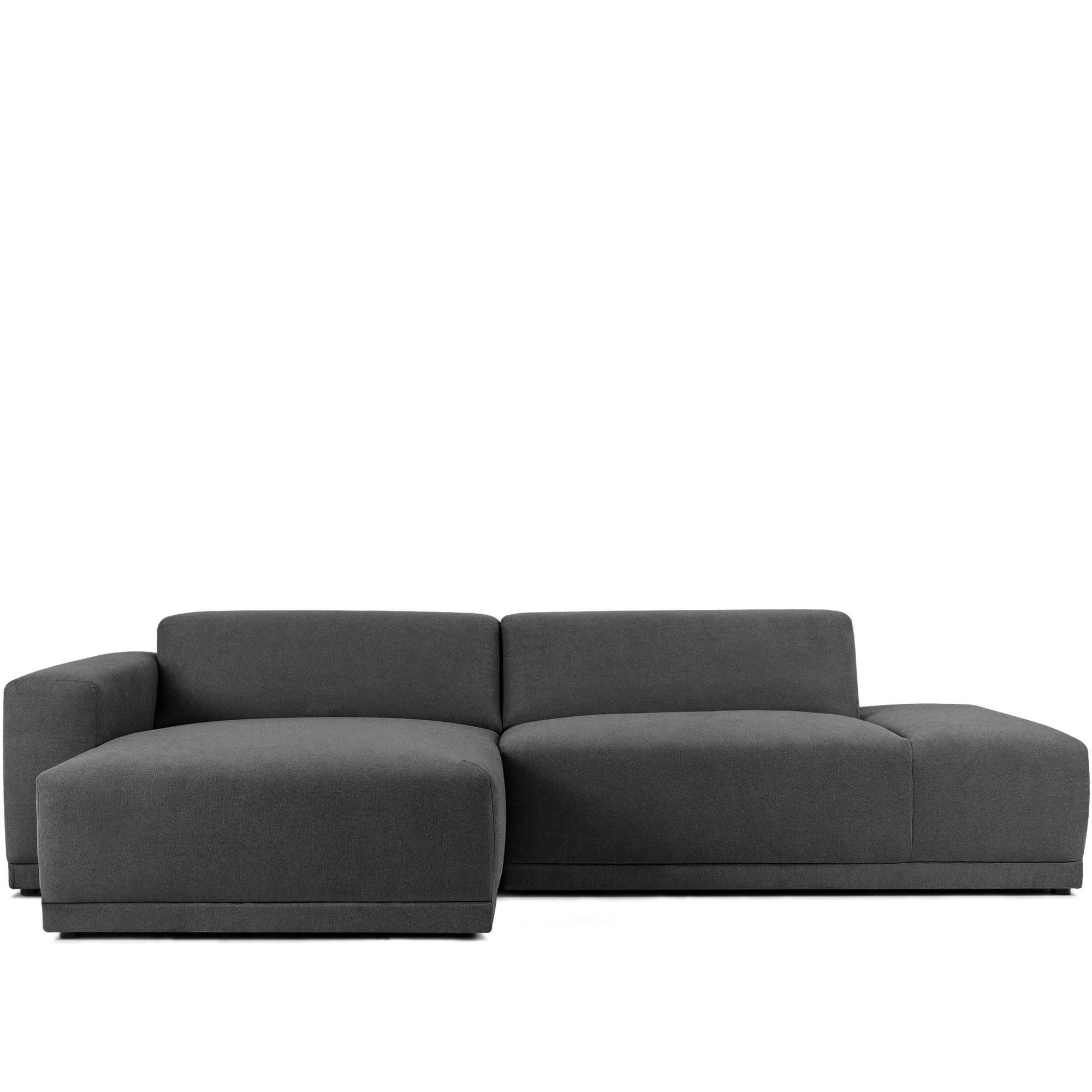 ECKSOFA LINKS MUDI in moderner Optik mit hochwertigem Kaltschaum, Cord-Stoff, Dunkelgrau - Dunkelgrau/Schwarz, Textil (280/160cm) - KONSIMO®