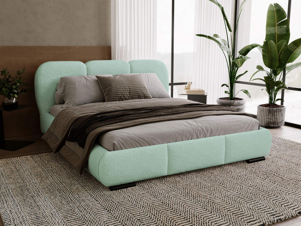 POLSTERBETT Rosa - Eichefarben/Schwarz, Holz/Textil (180/200cm) - MIRJAN24