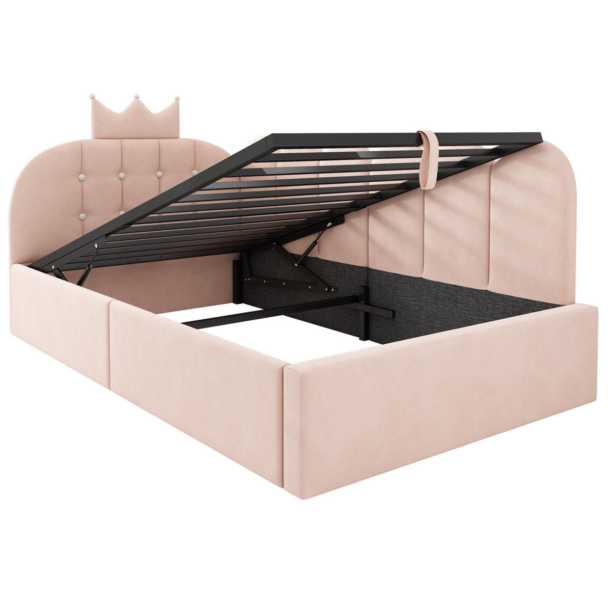POLSTERBETT 90/200 cm Rosa aus Samt mit Stauraum - Rosa, Holz (90/200cm) - OKMYHOME