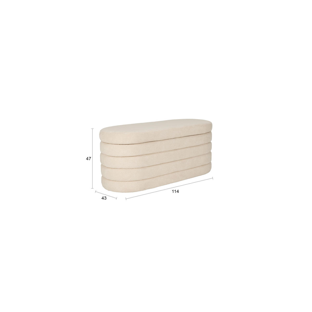 SITZBANK Zuma met Stauraum 114 cm Weiß/ Beige - Beige, Kunststoff (43/47/114cm) - Housecraft Living