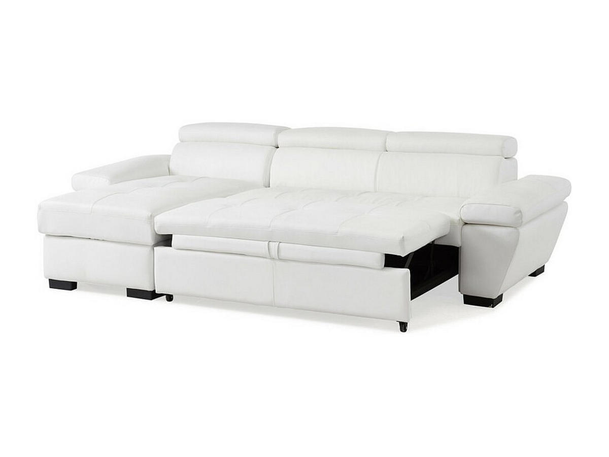 SCHLAFSOFA - 4 Personen - leder - weiß Jonova - Weiß, Leder (256/83/154cm) - Vente-Unique