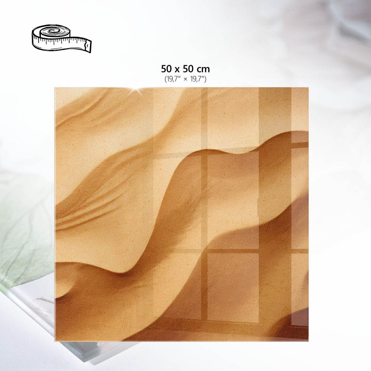 TISCHPLATTE 50x50 cm – Sandwellen - Weiß, Glas (0.4/50/50cm) - Wallfluent