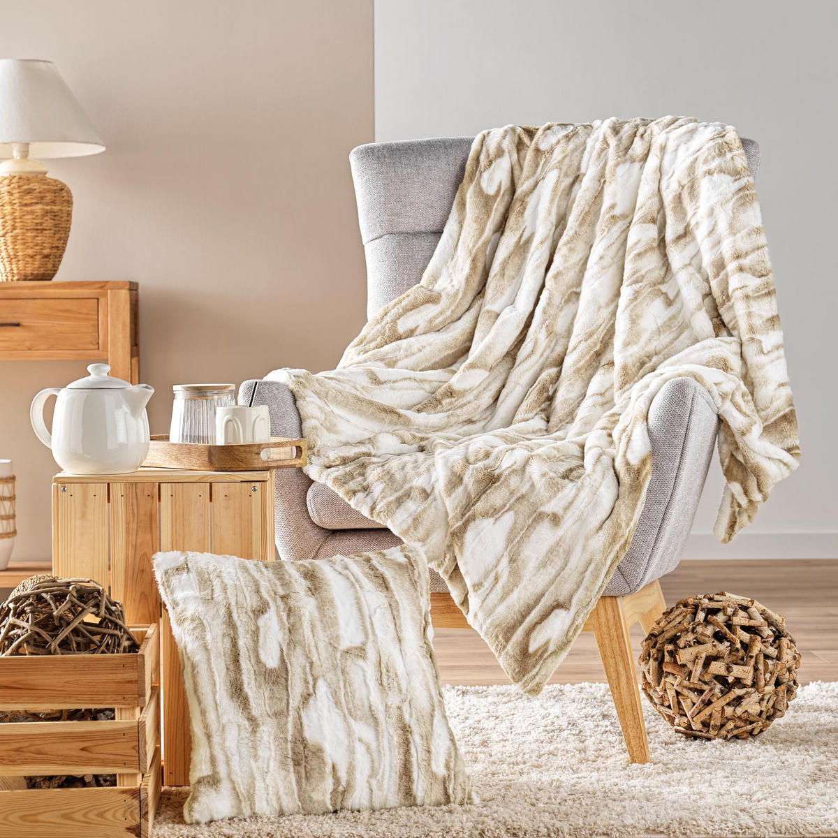 DEKOKISSENBEZUG Cheyenne 45/45/15 cm - Beige, Textil (45/45cm) - Douceur d´intérieur