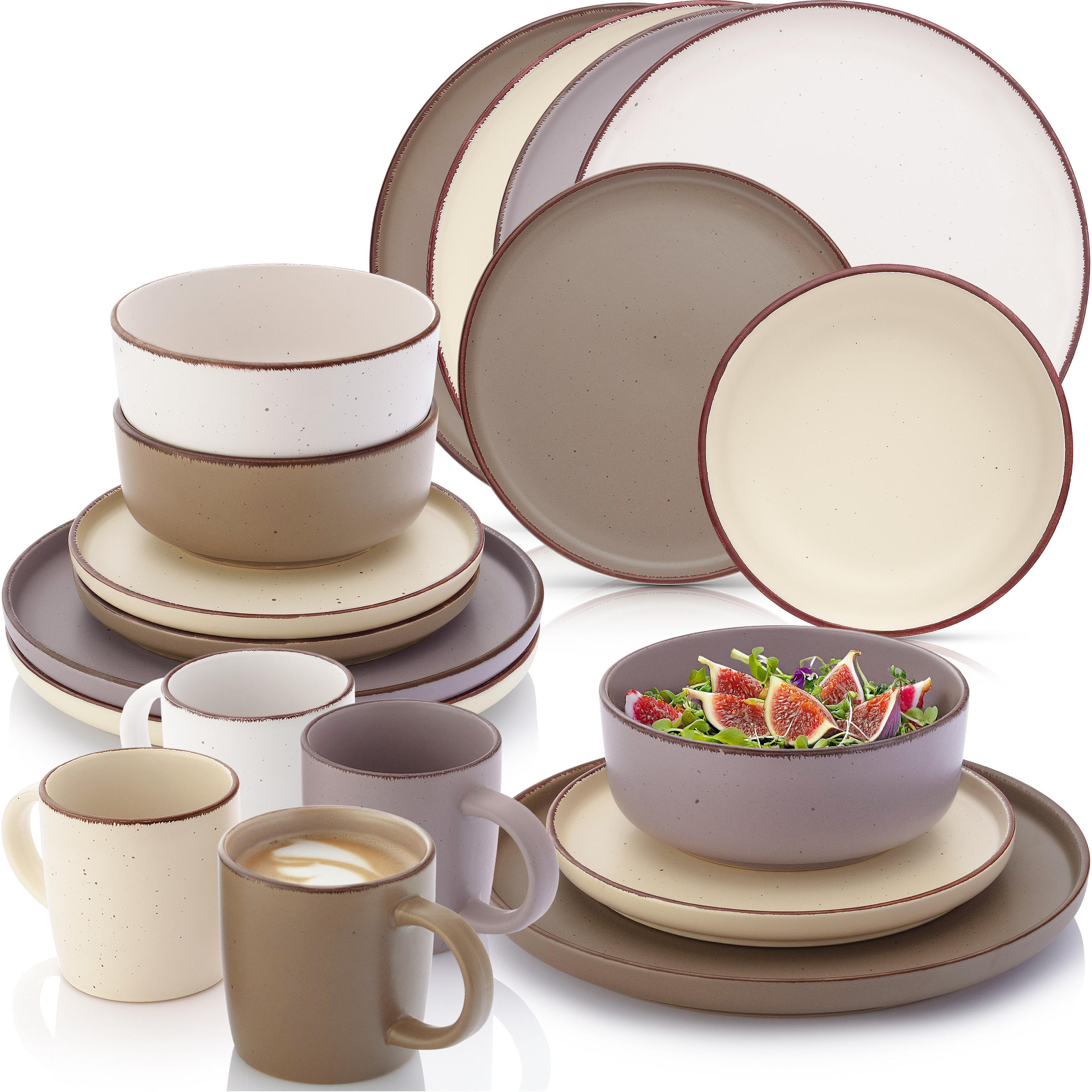 KOMBISERVICE BOMBAY ERDFARBEN - 16 teilig aus Steingut - Multicolor/Braun, Stein (50/30/80cm) - Sänger