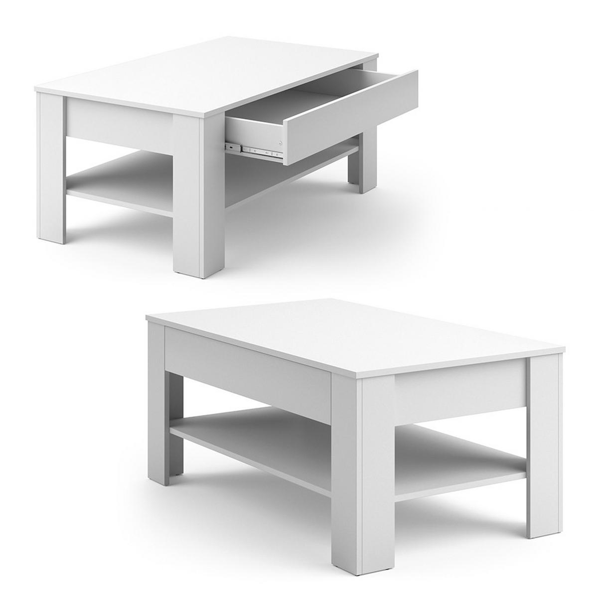 COUCHTISCH Milan Weiß 92.2 x 65 cm - Weiß, Holzwerkstoff (65/92.2/48cm) - Vicco