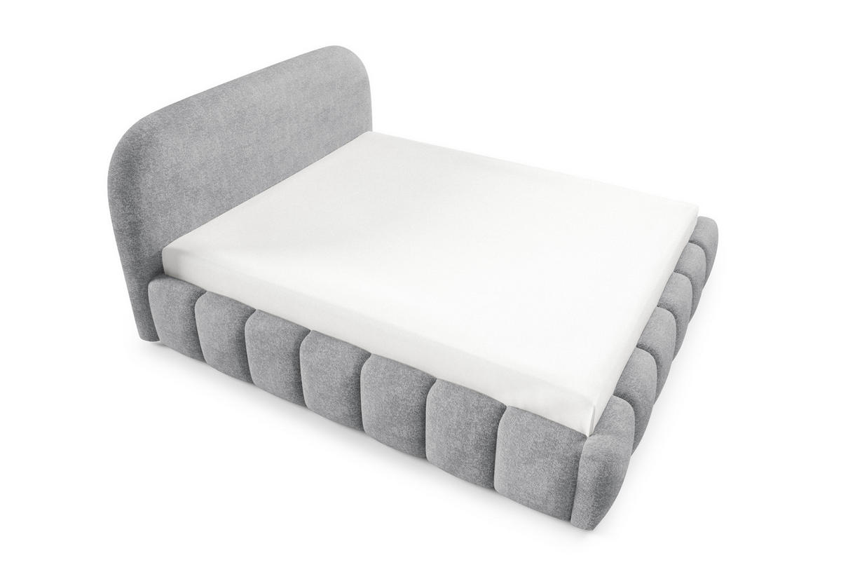 POLSTERBETT mit Stauraum 140x200 cm in Silbergrau - Silberfarben, Textil (140/200cm) - Home Collective