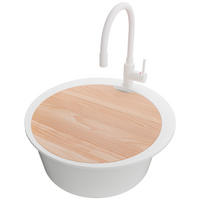 GRANITSPÜLE Pisa Max, 2-er set Alles Weiß 53/53 cm 1 Becken + Küchenarmatur 38/14 cm + Ablauf-Set + Schneidebrett ab 50er Unterschrank - Beige/Weiß, Kunststoff (53/20/53cm) - Primagran