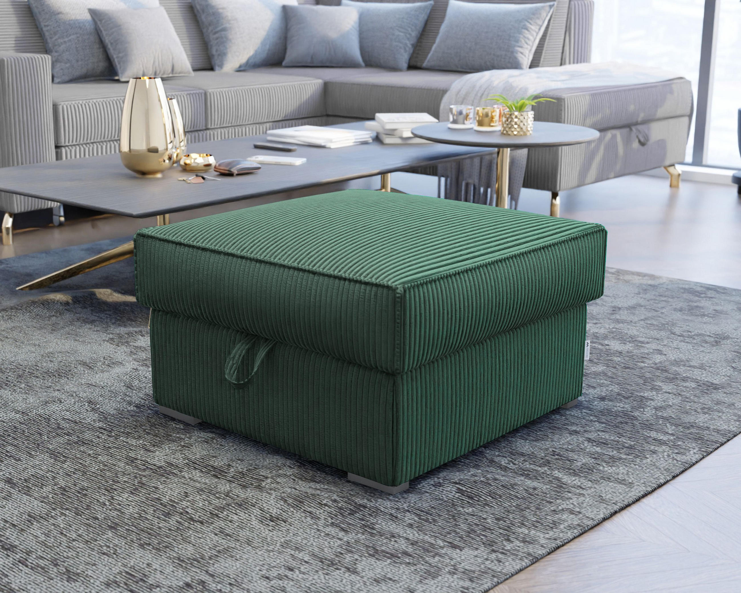 POUF FERA Grün 65x65 cm - Grün, Textil (65/38/65cm) - MASSENO