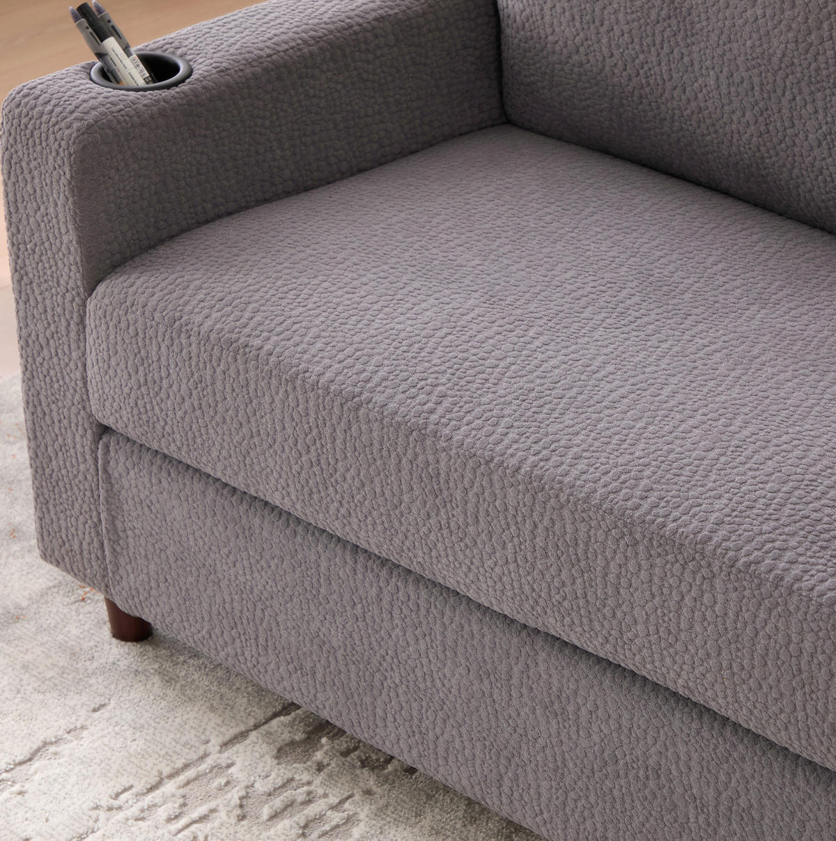 SOFA 2-Sitzer mit USB-C-Anschluss und LED-Ambiente Chenille Hellgrau 203/77,5/86 cm - Hellgrau, Textil (203/86/77.5cm) - OKWISH