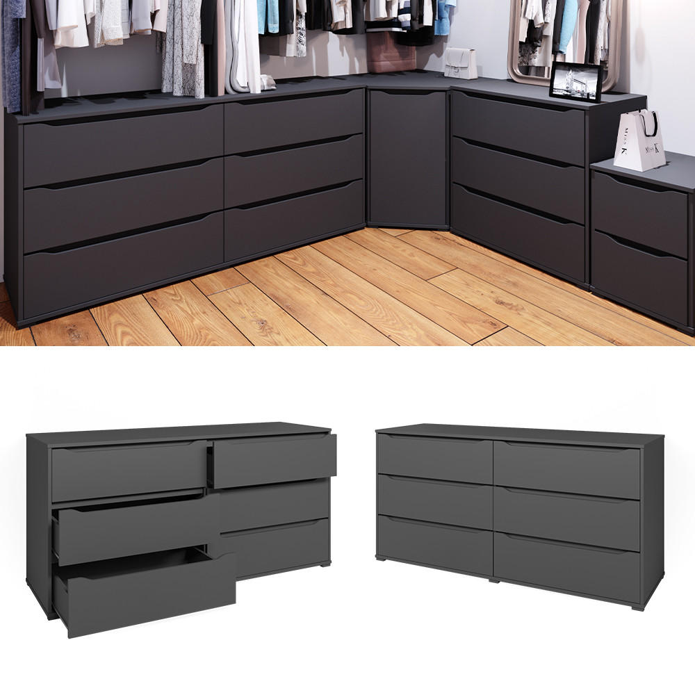 KOMMODE Ruben Anthrazit 160 x 77.6 cm - Anthrazit, Holzwerkstoff (48/77.6/160cm) - Vicco
