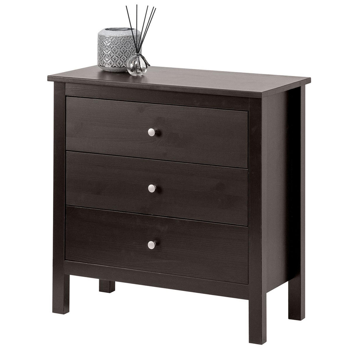 KOMMODE Massivholz 37/75/75 cm - Schwarz, Holz (75/75/37cm) - hagge home