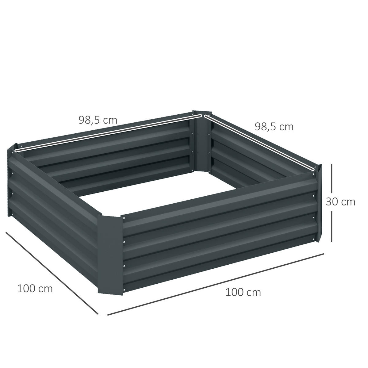 HOCHBEET 2er-Set aus Stahl - Dunkelgrau, Metall (100/30/100cm) - Outsunny