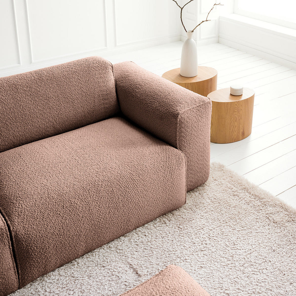 3-SITZER SOFA - Mauve/Schwarz, Kunststoff/Textil (251/71/102cm) - home24