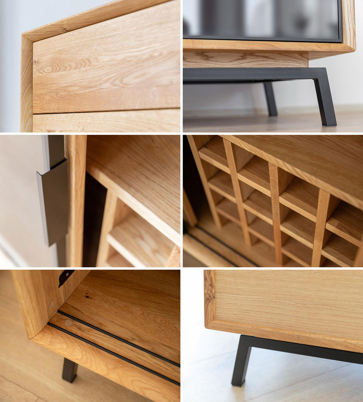 WOHNWAND 3er-Set Modern Loft Eiche Natur 422 / 50 / 101cm - Eichefarben/Schwarz, Holz/Metall (422/101/50cm) - Feldmann-Wohnen