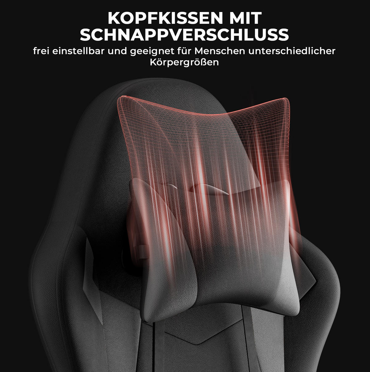 GAMING-STUHL ergonomisch höhenverstellbar PVC Black Gray - Schwarz, Kunststoff (63/120.5/58.5cm) - Meubliv