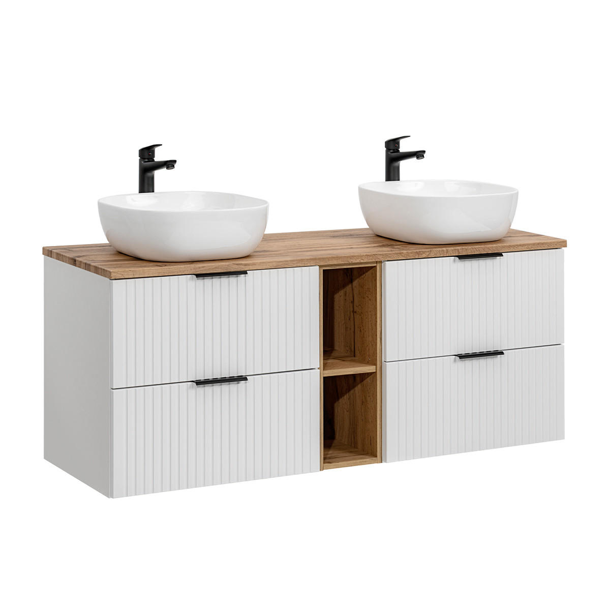BADMÖBEL Adriel 2er-Set Weiß - Weiß, Holzwerkstoff (140.8/59/46cm) - Petits-meubles