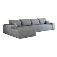 ECKSOFA 340/175/83 cm in Grau aus Cord mit tiefer Sitzfläche - Grau, Textil (175/340cm) - Flora Grace