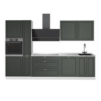 KÜCHENZEILE Fame-Line, Grün-Gold Landhaus/Weiß, 310 cm, AP Marmor - Weiß/Grün, Holzwerkstoff (310/206.8/60cm) - Vicco