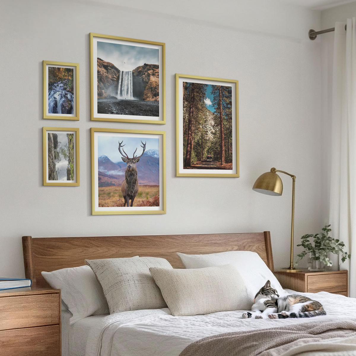 BILDER SET 5er Set - 50x50 cm & 20x30 cm & 40x60 cm Goldrahmen - London-Ansichtsgemälde-Set - Goldfarben, Kunststoff (40/60cm) - TULUP
