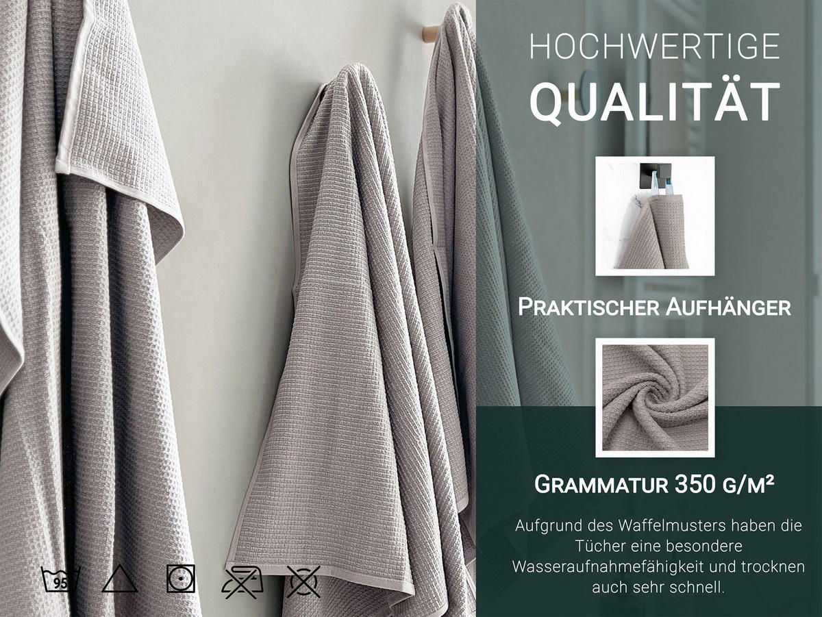 DUSCHTÜCHER, 3er-Set, 70x140 cm, 100% Baumwolle, Grau - Grau, Textil (70/140cm) - Zollner