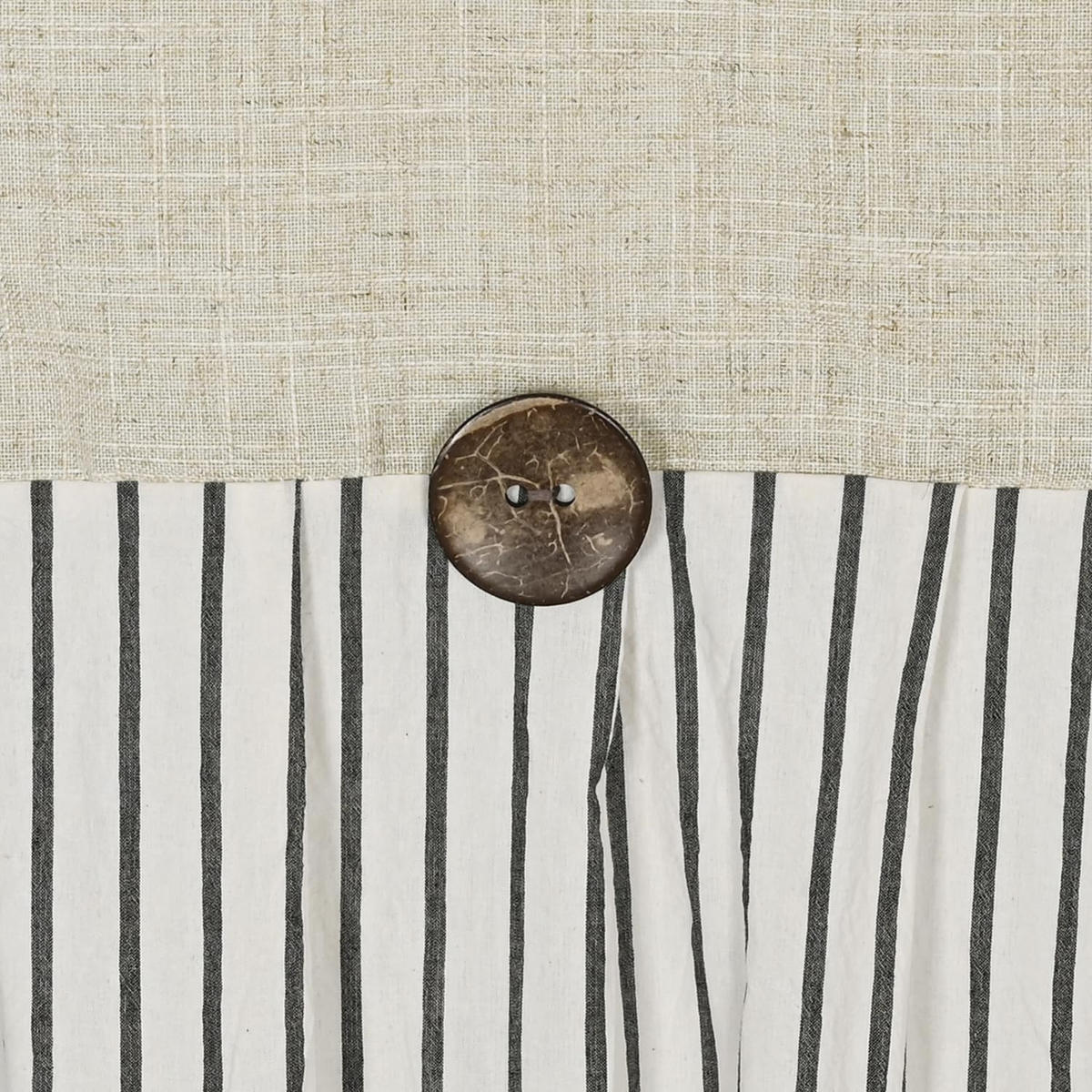 DUSCHVORHANG Schwarz Leinen Mischung gestreift maschinenwaschbar wasserdicht für Badezimmer Badewanne - Schwarz, Textil (183/183cm) - MCBOSON
