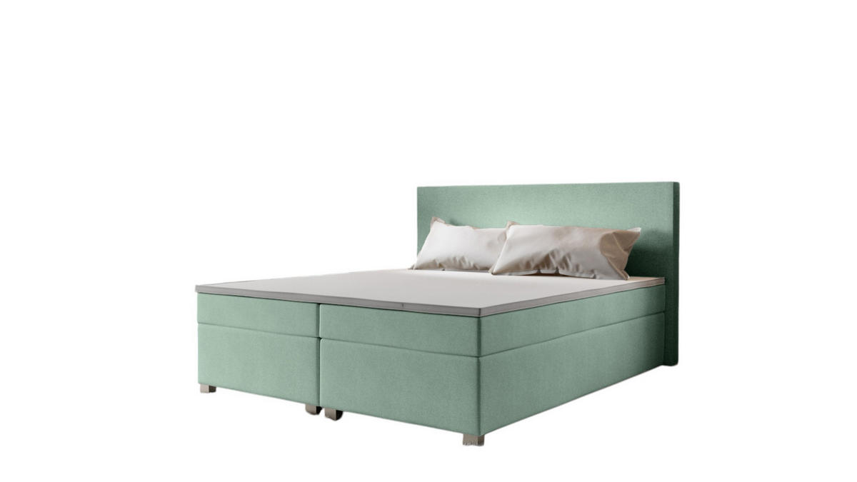 BOXBETT SIMPLE mit Matratze H3, Bonell und Topper 160x200 COSMIC 16 - Grün, Textil (160/200cm) - Bedante