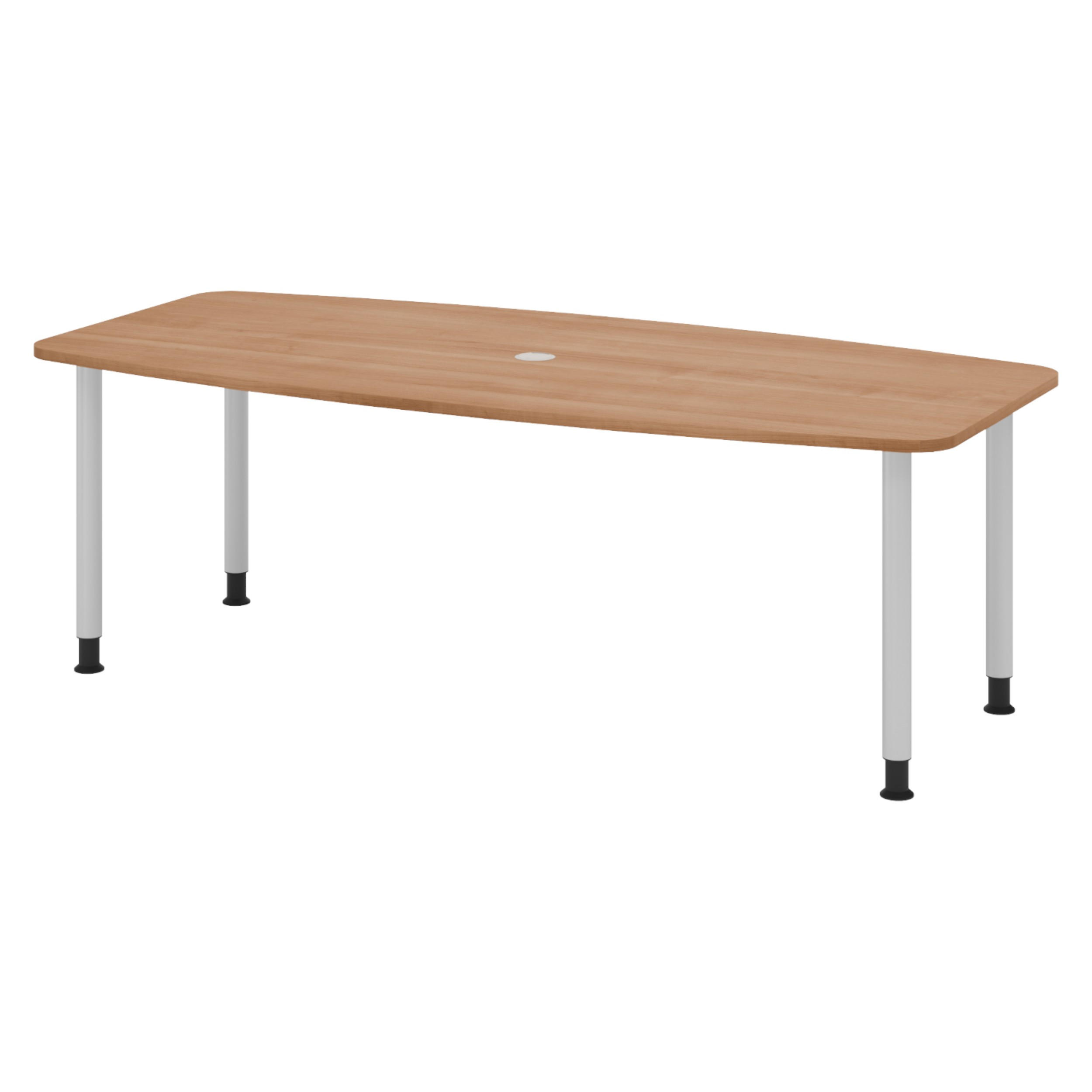 KONFERENZTISCH klein KT22 103/220/74 cm in Nussbaumfarben/Füße in Silberfarben - Silberfarben/Nussbaumfarben, Holzwerkstoff (103/220/74cm) - bümö