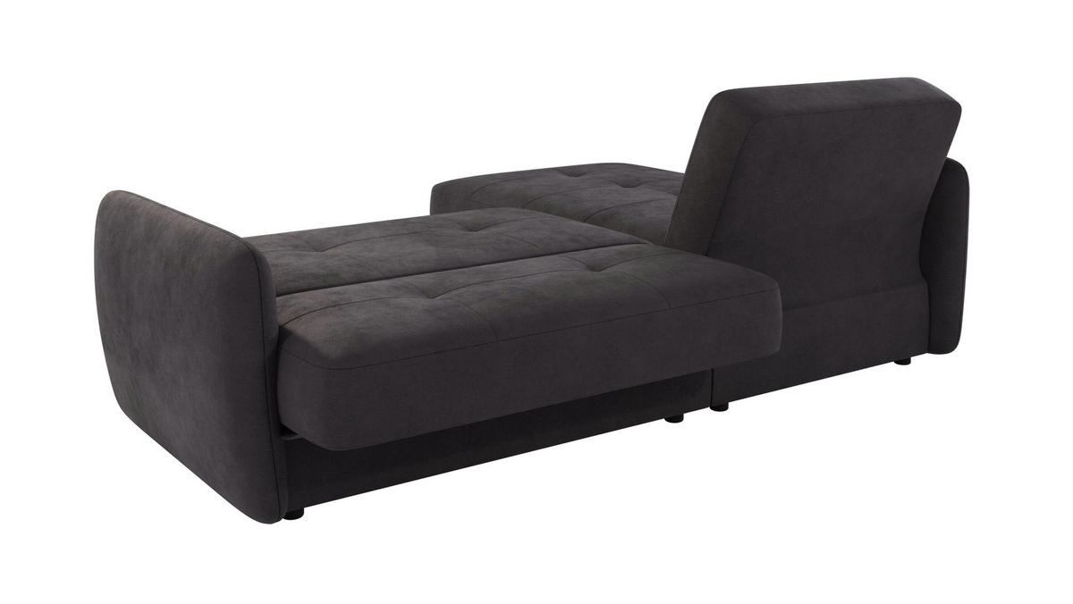ECKSOFA Lupo Graphit Mikrofaser - Graphitfarben/Schwarz, Holz/Kunststoff (232/147cm) - S-Style Möbel