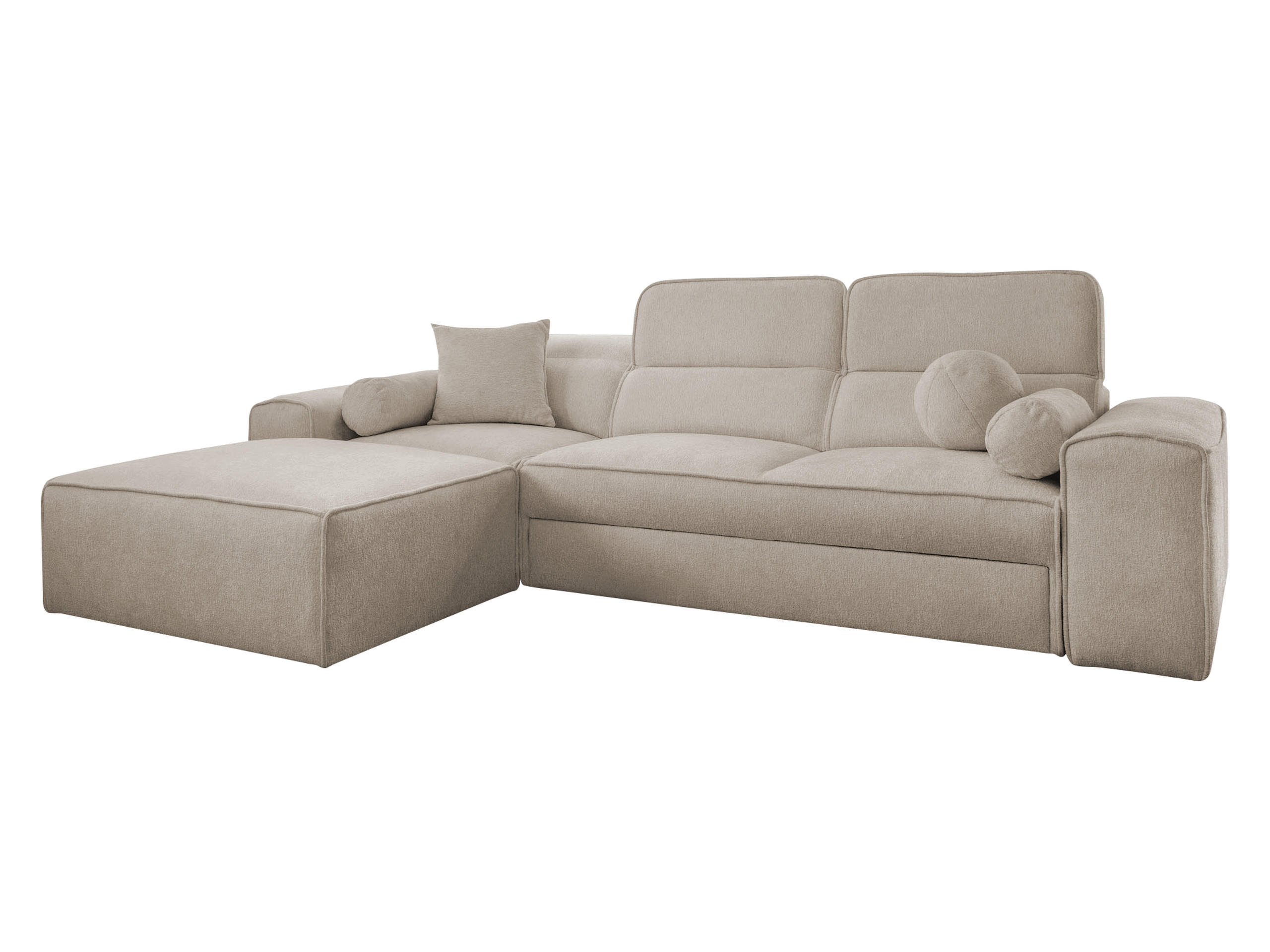 ECKSCHLAFSOFA Vito I, Seite: Links - Hellbraun, Holz/Textil (276/187cm) - MIRJAN24