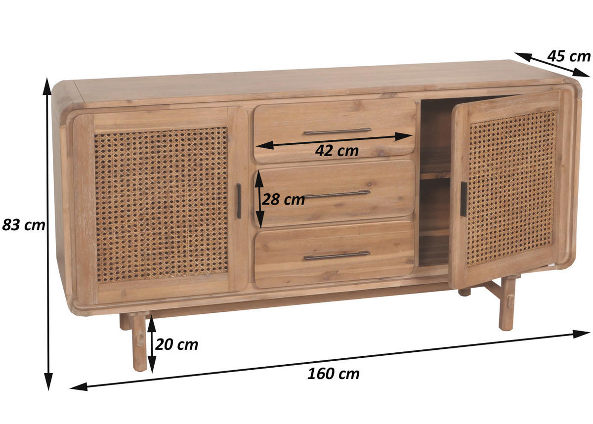 SIDEBOARD Braun - Braun, Holz (160/83/45cm) - MCW
