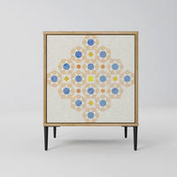 SIDEBOARD PATTERNED PRISM, Eichefarben, 57,5x42x72,5 cm, Schwarze Metallfüße - Eichefarben/Multicolor, Holzwerkstoff/Metall (57.5/72.5/42cm) - SpaceRebels