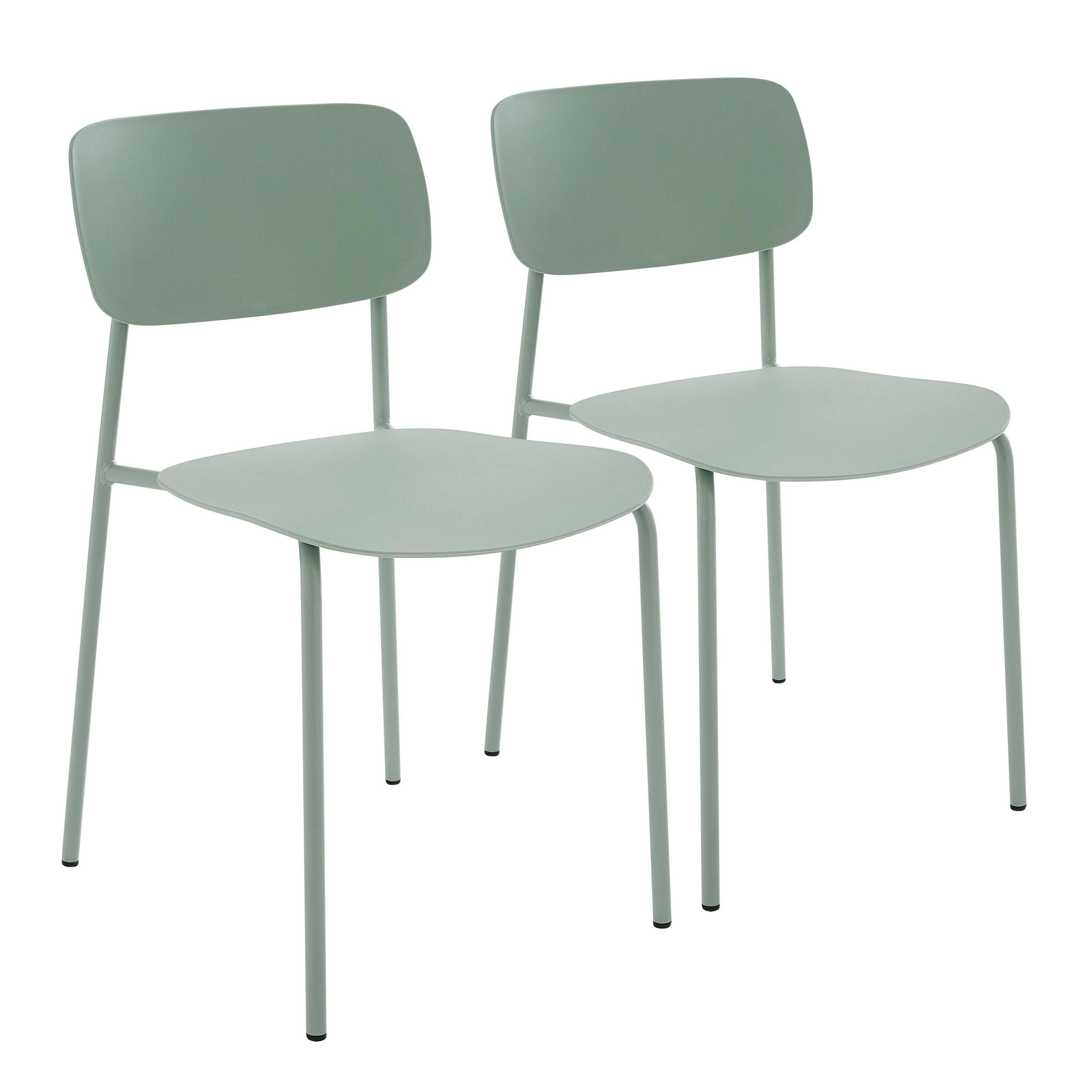 STÜHLE 2-tlg. aus Stahl und Kunststoff, Grün - Grün, Kunststoff/Metall (51/78/45cm) - Oviala