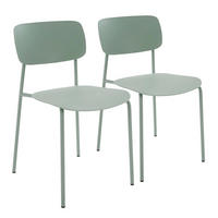 STÜHLE 2-tlg. aus Stahl und Kunststoff, Grün - Grün, Kunststoff/Metall (51/78/45cm) - Oviala