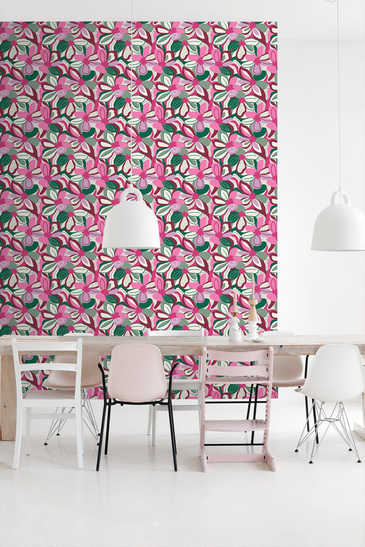 TAPETE Blumenmuster 50 x 900 cm - Pink, Papier (50/900cm) - ESTAhome