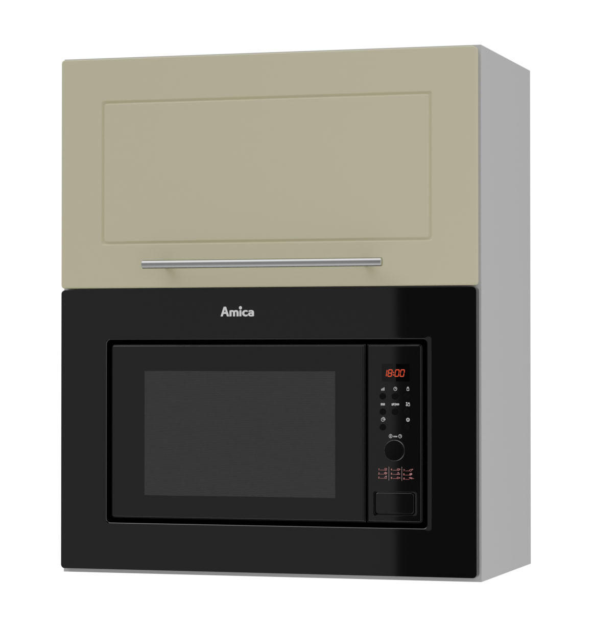 Feldmann-Wohnen Mikrowellenumbauschrank Creme, Grau 60x72x32.5 cm