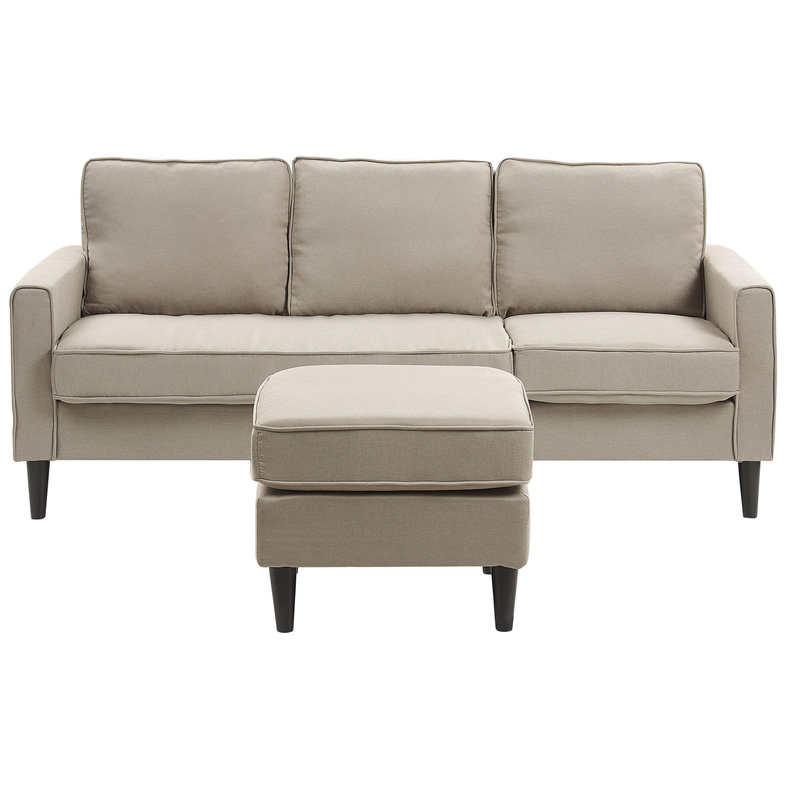 3-SITZER-SOFA mit Ottomane Polsterbezug Beige Avesta - Beige, Textil (186/85/131cm) - Beliani