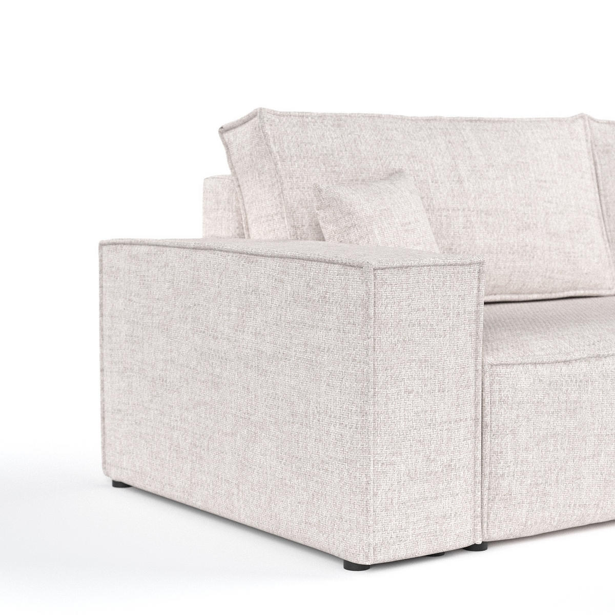 SOFA RESSO mit Schlaffunktion Hellbeige im Neve Stoff - Sandfarben/Schwarz, Holz/Holzwerkstoff (255/70/105cm) - AltaBeds