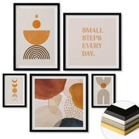 WANDBILDER 5er-Set - 50x50 cm & 20x30 cm & 40x60 cm Schwarzer Rahmen - Boho-minimalistische Dekorationen - Schwarz, Kunststoff (40/60cm) - ArtPrintCave